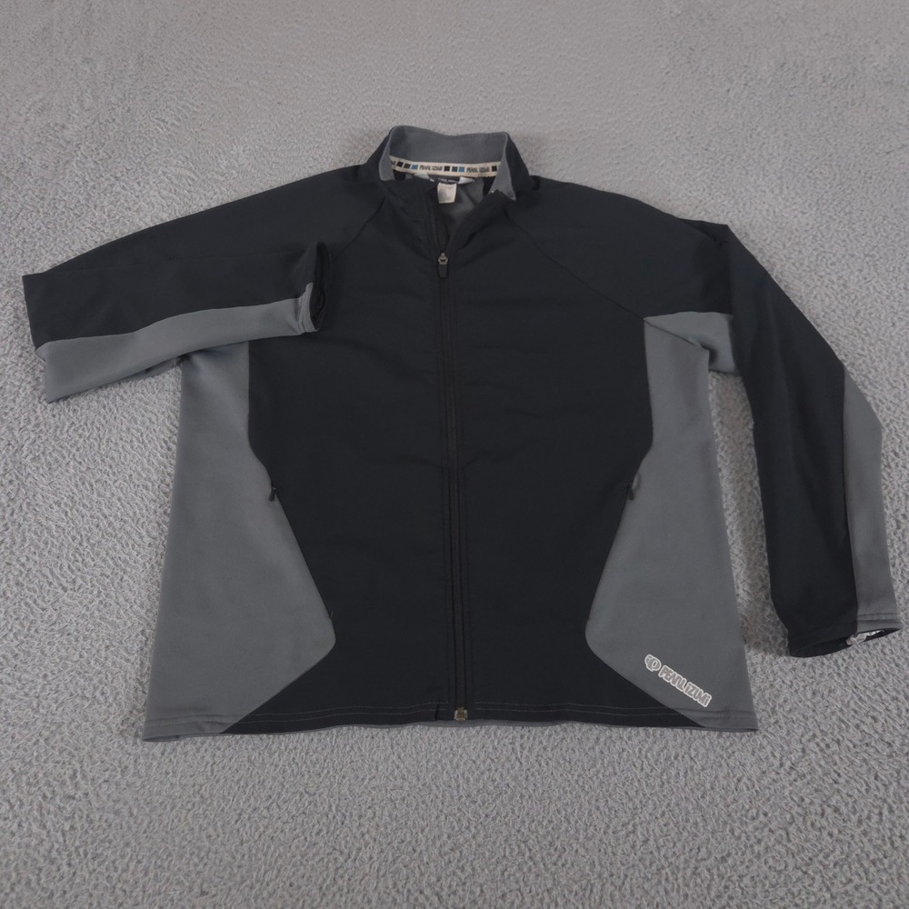 Pearl Izumi Jacket Mens L Black Grey Cycling Colorblock Softshell Fleece Y2K